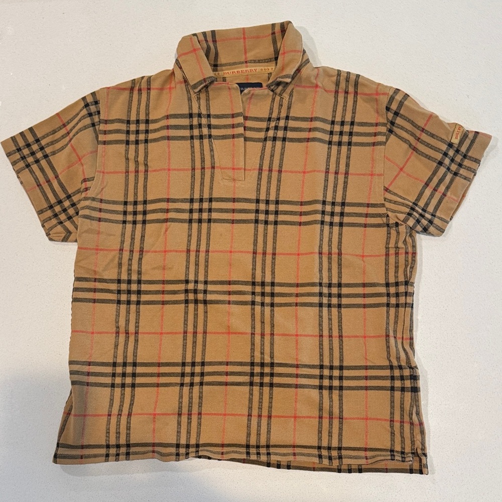 Burberry Beige and Black Check Polo Shirt